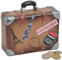 Spardose Urlaubskasse Koffer Sparbüchse Keramik braun 1 Stk. 14x13 cm