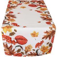 Tischläufer Mitteldecke Druck bunt Blätter Herbstlaub Tischwäsche 40x90 cm