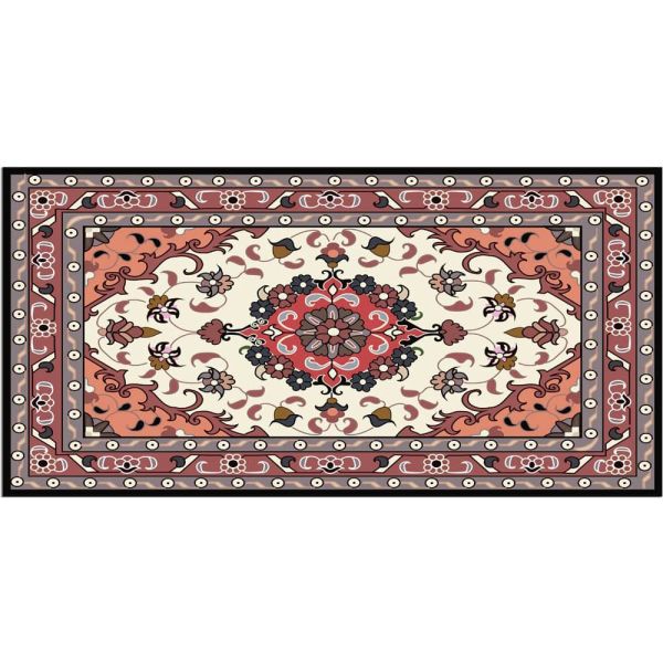Teppichläufer Küchenläufer Teppich Ornamente Perser rot beige waschbar 60x120 cm