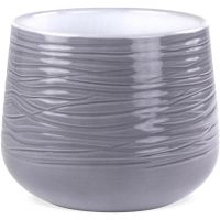 Übertopf Blumentopf Rillenmuster Keramik grau modern 1 Stk Ø 10,5x11,5 cm