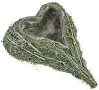 Grabschmuck Herz Pflanzentopf Zweige Grabherz in grün 25 cm