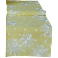 Tischläufer Blumen gelb & weiß Stickerei & Druck Polyester 1 Stk 40x140 cm