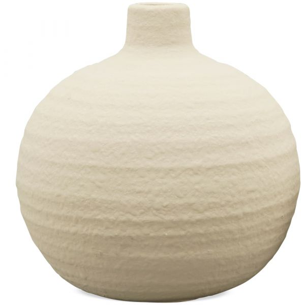 Vase Blumenvase rund mit schmaler Öffnung Terrakotta / Ton creme Ø 16,5x16,5 cm