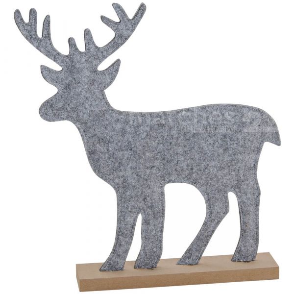 Filzdeko Hirsch auf Holzsockel Weihnachtsdeko Winterdeko Filz Figur 1 Stk 42 cm