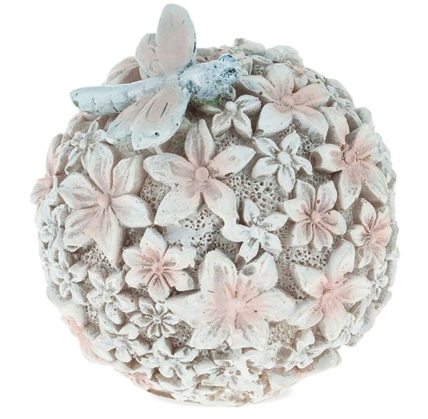Hübsche Deko Blüten Kugel mit einer Libellen Figur aus Polyresin 1 Stk Ø 6,5 cm