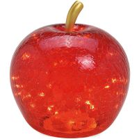 Apfel & 30er LED Licht & Timer Dekoapfel Dekoobst Glas Obst rot 1 Stk Ø 24 cm