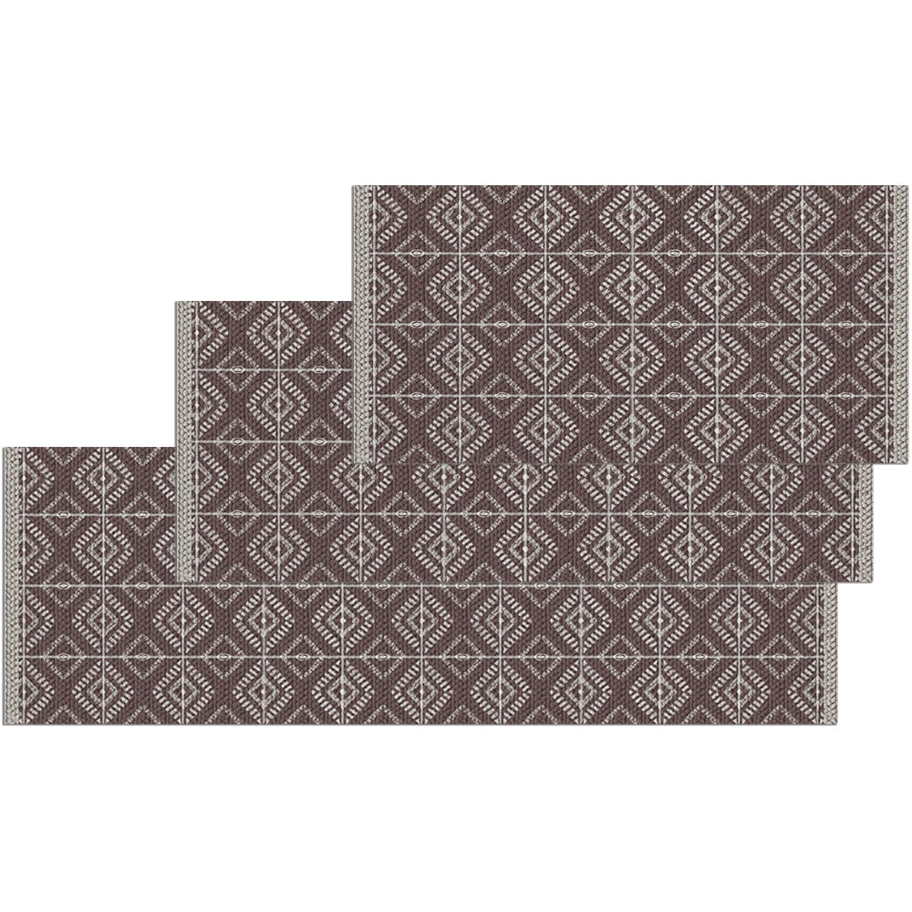 Teppichläufer Küchenläufer Teppich Karo Rauten Design braun waschbar 60x120  cm kaufen