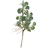 Weihnachtszweig Dekozweig Blätter & Knallbeeren Kunststoff grün 1 Stk 52 cm weiß
