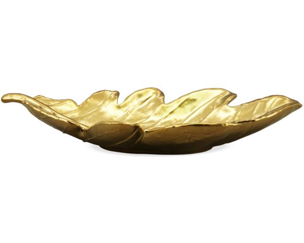 Dekoschale Eichenblatt Schale Blattmuster Wohndeko Blatt gold 19,9x8,8x3,3 cm
