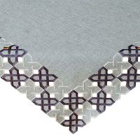 Tischdecke Kurbelstickerei grafisch hellgrau grau Polyester 1 Stk 85x85 cm