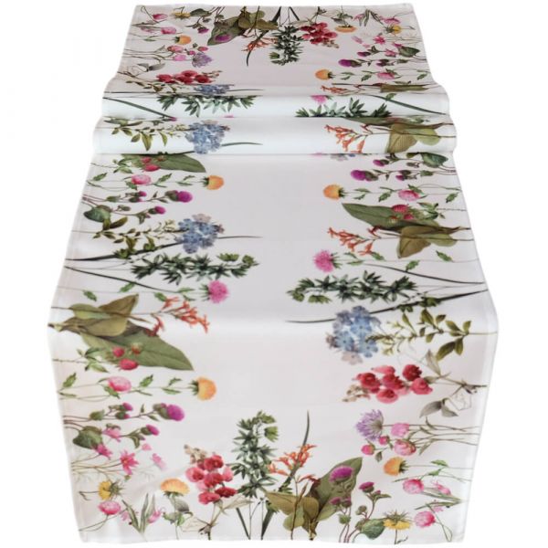 Tischläufer Mitteldecke farbenfrohe Sommerblumen Druck bunt Tischwäsche 40x140cm