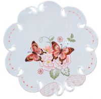 Mitteldecke Tischdecke Schmetterlinge Motiv Stickerei Tischwäsche Ø 30 cm