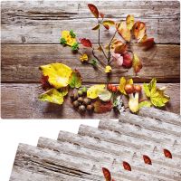 Tischset Platzsets MOTIV abwaschbar Blätter Laub Herbst Holz bunt 8er Set