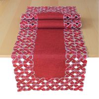 Tischläufer Kurbelstickerei grafisch rot silber Polyester 1 Stk 40x140 cm