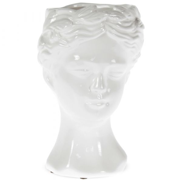Keramik Kopf Pflanztopf Blumentopf glänzend weiß antiklook 1 Stk Ø 13x20,5 cm