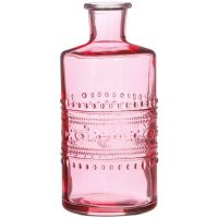 Gerade Glasvasen Glas Blumenvasen verschiedene Muster Ø 7,5x14,5 cm rosa