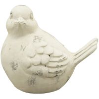 Frühlingsdeko Vogelfigur Kunststein creme weiß Tischdeko 1 Stk 20x11,5x12,5 cm