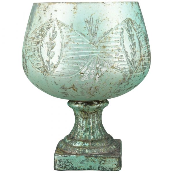 Windlicht Teelichtglas grün Glas Teelichthalter Pokalform 1 Stk Ø 9,6x16,5 cm