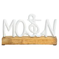 Maritimer Dekoaufsteller Moin Schriftzug Metall weiß 20 cm