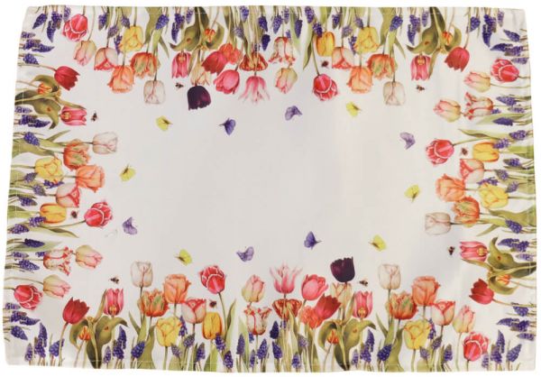 Tischläufer Mitteldecke farbenfrohe Tulpen Druck bunt Tischwäsche 35x50 cm