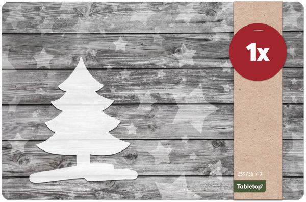 Tischset Platzset MOTIV abwaschbar Weihnachten Weihnachtsbaum & Holz 1 Stk