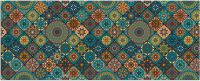 Teppichläufer Küchenläufer Teppich Marokko Mosaik blau orange waschbar 60x150 cm