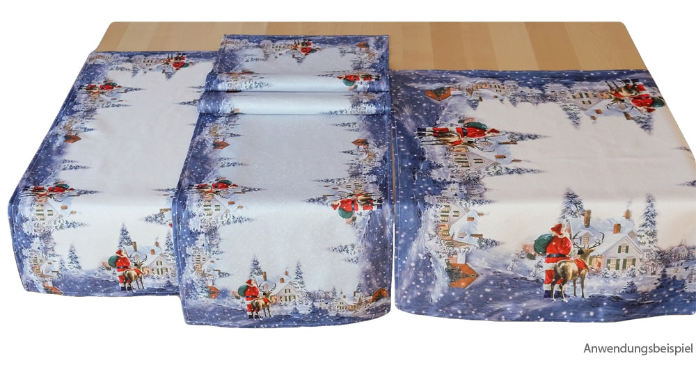 Tischdecke Mitteldecke 85x85 cm Rentiere tolles Druck-Motiv Winter Weihnachten 