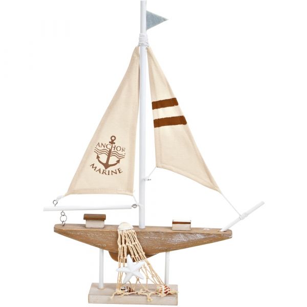 Segelboot Schiff & Segel Maritim Holzaufsteller Badezimmerdeko 29x40 cm