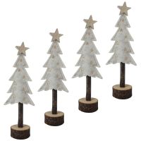 Weihnachtsschmuck Tannenbäume 4er Set Dekofigur beige Filz 21 cm