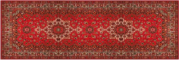 Teppichläufer Küchenläufer Teppich Ornamente Perser Vintage rot waschbar 60x180 cm