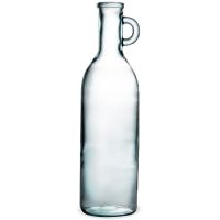 Flasche mit Henkel Vase schmal Pflanzgefäß Blumenvase klar grün Ø 14x50 cm