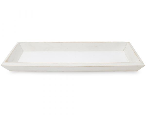 Holz Tablett Holztablett Serviertablett Naturholz weiß rechteckig 35x11,5x2,5 cm