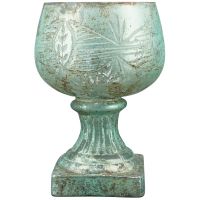 Windlicht Teelichtglas grün Glas Teelichthalter Pokalform 1 Stk Ø 12,6x19,5 cm