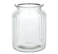 Dekovase Glasvase gerillte Oberfläche Zylinderform Glas klar 1 Stk Ø 11x14,5 cm