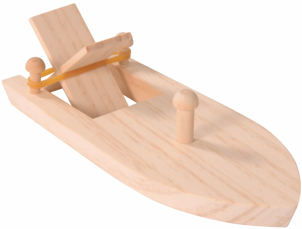 Knatterboot mit Ballonantrieb einfacher Holz Bausatz Kinder Bastelset ab 7 Jahre