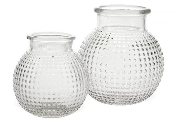 Vase Glas Bauchig Noppen Muster Glasvase Blumenvase Tischvase 1 Stk Ø 10x12 cm