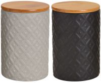 Vorratsdosen & Deckel Porzellandosen Bambus schwarz & grau 2er Set sort 14 cm