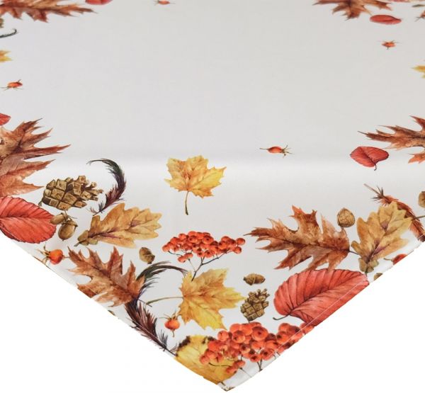 Tischdecke Mitteldecke Druck bunt Blätter Herbstlaub Tischwäsche 85x85 cm