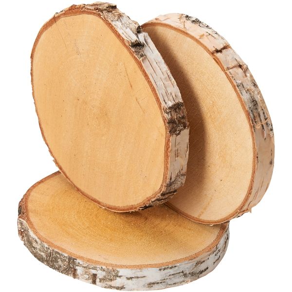 Baumscheiben 3 Stk. Holzscheiben zum Basteln Dekorieren 16 - 18 cm