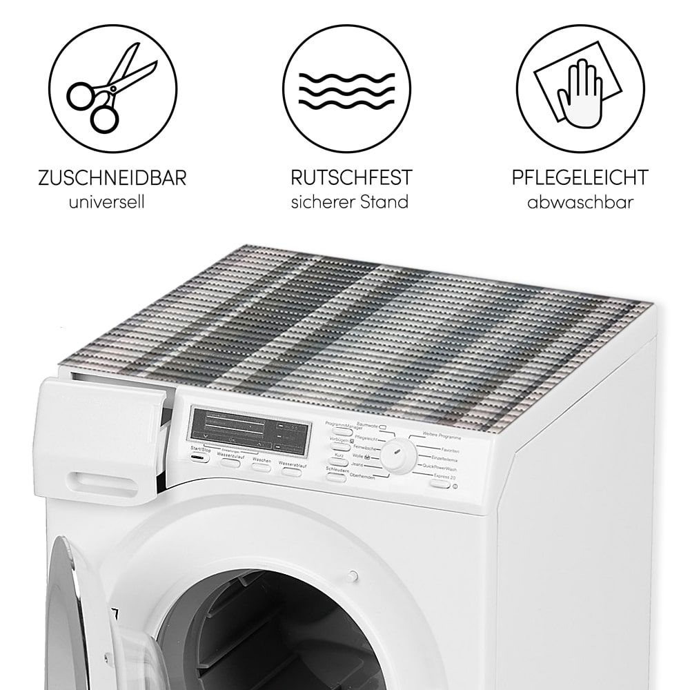 Waschmaschinenauflage Waschmaschine Abdeckung Balken grau