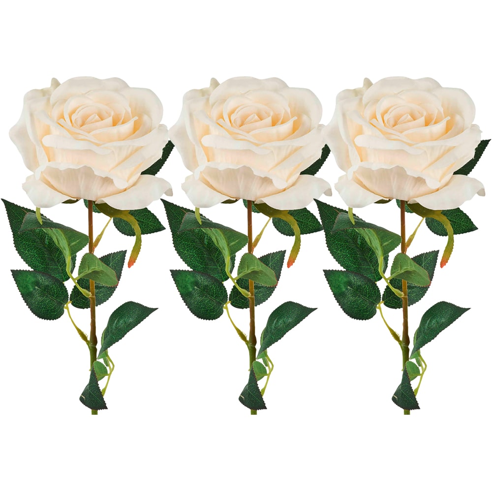 weiß Schöne Set 65 Rose künstliche in Kunstblume Deko kaufen cm 3er