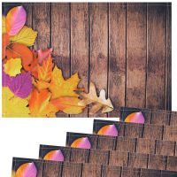 Tischset Textil CLOTH waschbar buntes Herbstlaub Blätter Holzbrett bunt 6er Set