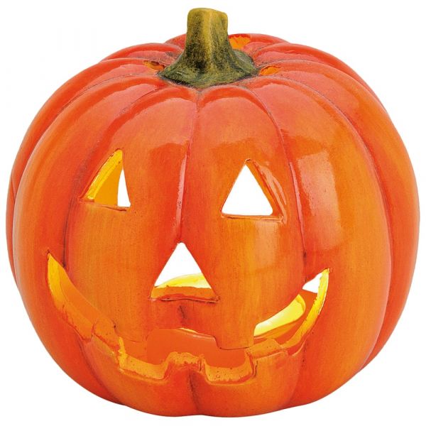 Jack O‘Lantern Halloween Kürbis Windlicht Herbstdeko Tonkürbis Ton 1 Stk 10x12 cm