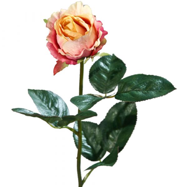 Rose Kolumbien Kunstblume Stielrose Kunstpflanze Blüte - 1 Stk 37 cm - gelb