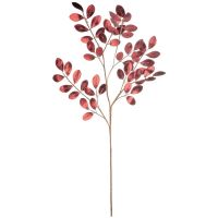 Kunstzweig runden Blättern Dekozweige glänzend Kunststoff rot 1 Stk 68 cm