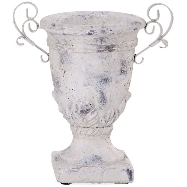 Pokal Verzierung Blumentopf Pflanztopf Keramik Vintage creme 1 Stk - 28x32 cm