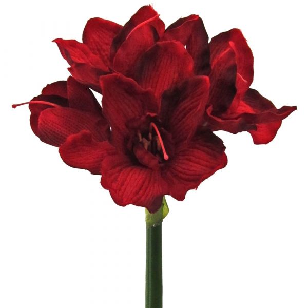 Amaryllis Kunstblume mit 3 Blüten & 1 Knospe Ø 18 cm Kunstpflanze 1 Stk dunkelrot