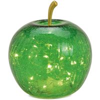 Glas Apfel & LED Beleuchtung Timer Dekoapfel Obst grün 1 Stk Ø 16 cm
