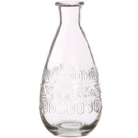 Bauchige Glasvase Glas Blumenvase Ethno-Muster 1 Stk Ø 7,5x15,8 cm Transparent