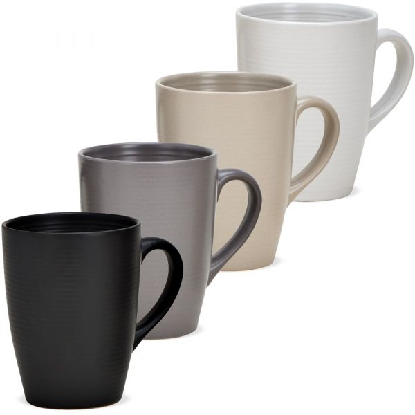 Tasse unifarben schwarz grau beige ODER weiß Steingut Kaffeetasse 1 Stk B-WARE